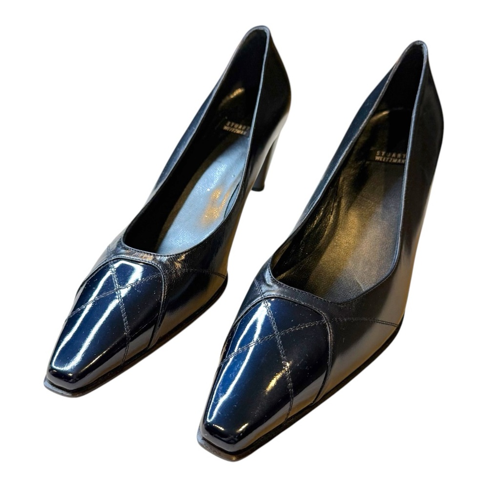 STUART WEITZMAN Heels Pumps Shoes Deadstock Vintage Navy Leather Patent 8